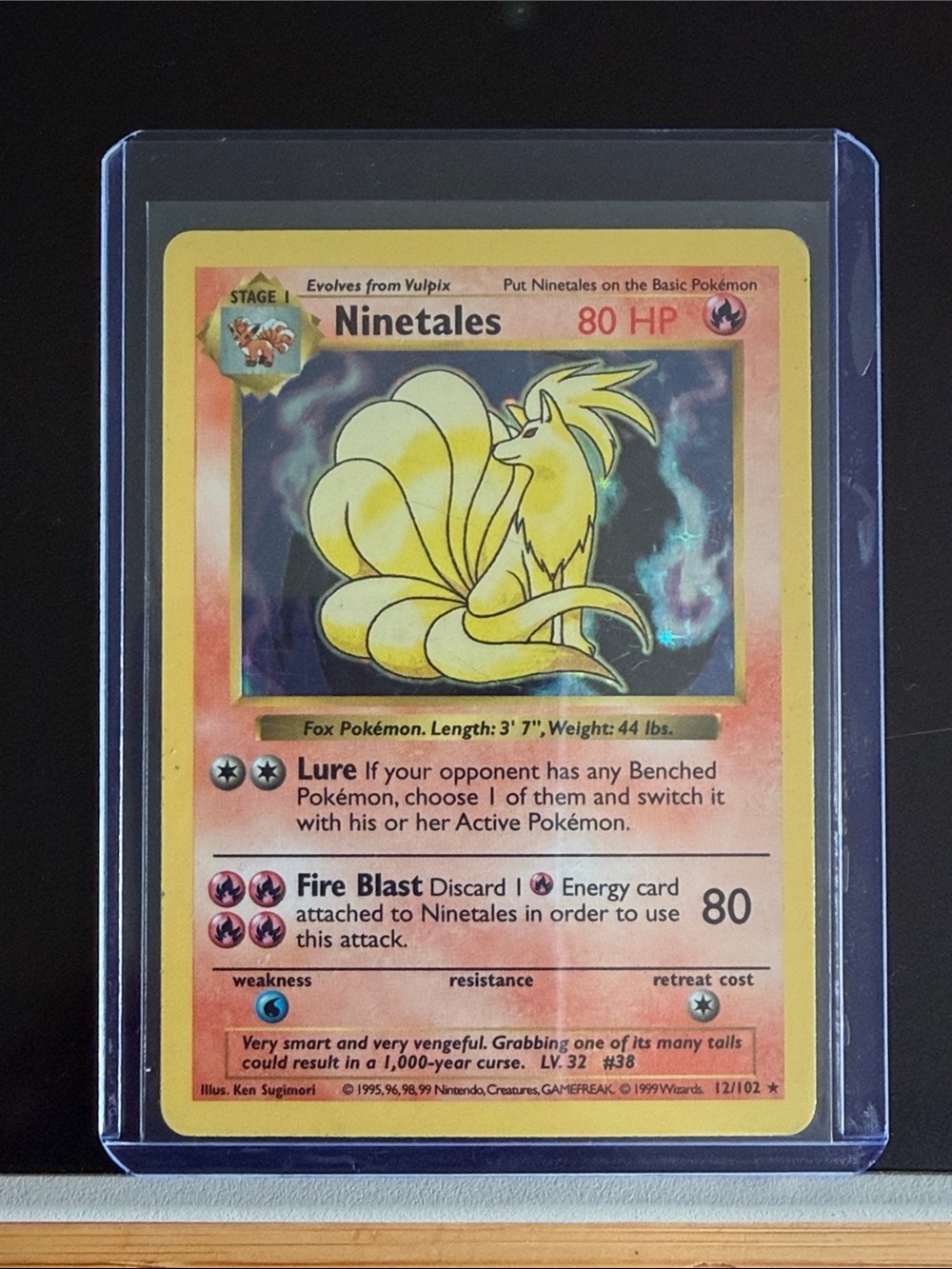 Pokemon *Shadowless* Holo Rare Ninetales 12/102